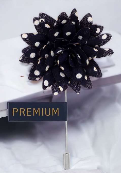 Unisex Blue White Polka Petals Lapel Pin