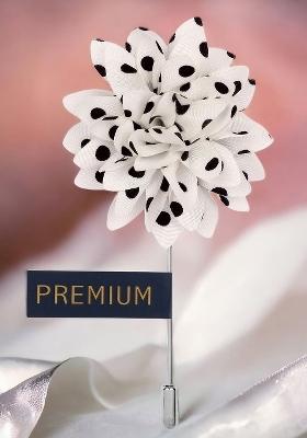 Unisex White Black Polka Petals Floral Lapel Pin