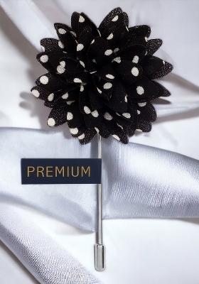 Unisex Black White Polka Petals Lapel Pin