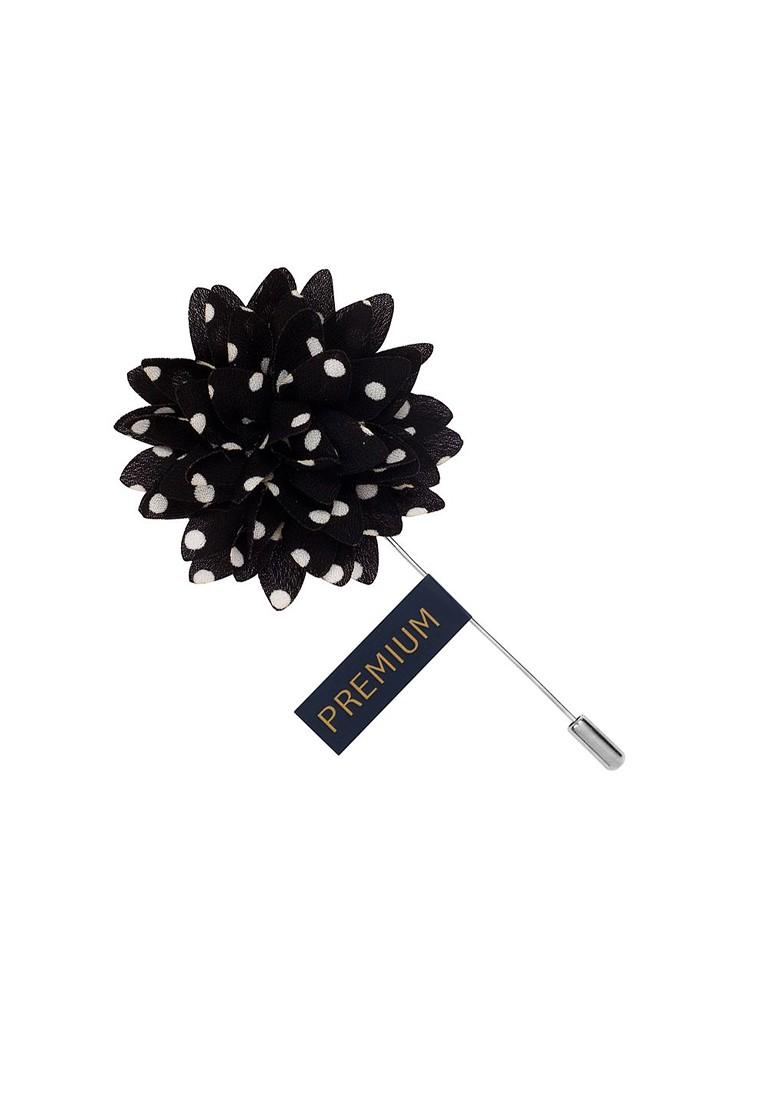 Unisex Black White Polka Petals Lapel Pin