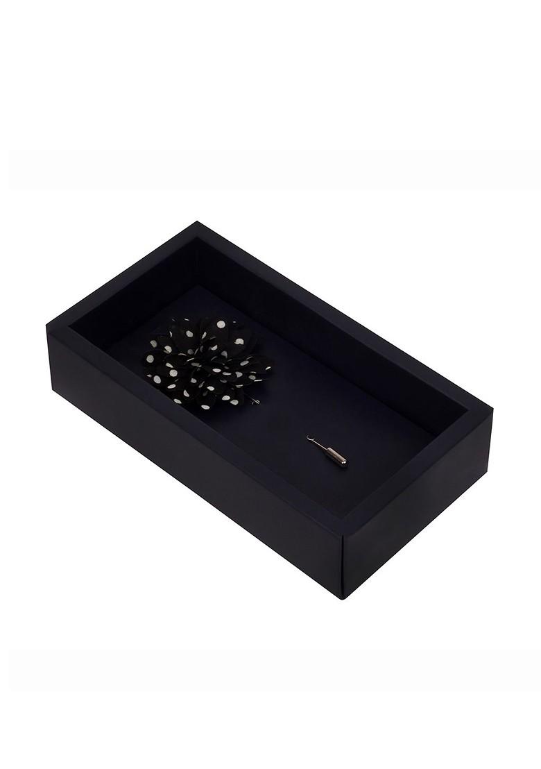 Unisex Black White Polka Petals Lapel Pin