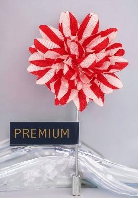 Unisex Red Off White Striped Petals Lapel Pin