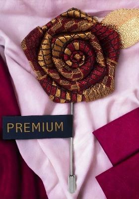 Unisex Maroon Gold Toned Floral Pentagon Lapel Pin