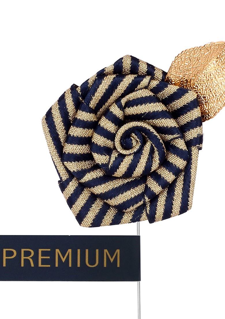 Unisex Blue Gold Toned Floral Pentagon Lapel Pin