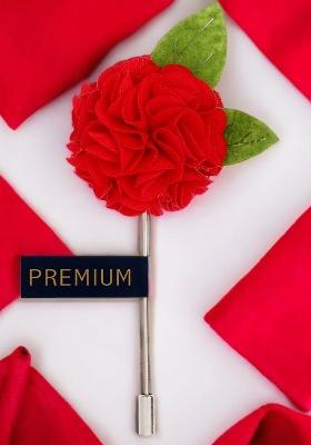 Unisex Red Floral Charm Lapel Pin