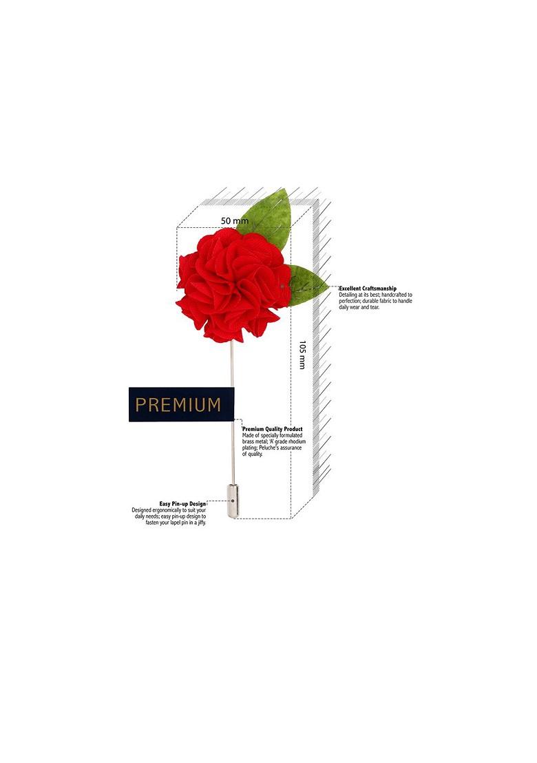 Unisex Red Floral Charm Lapel Pin