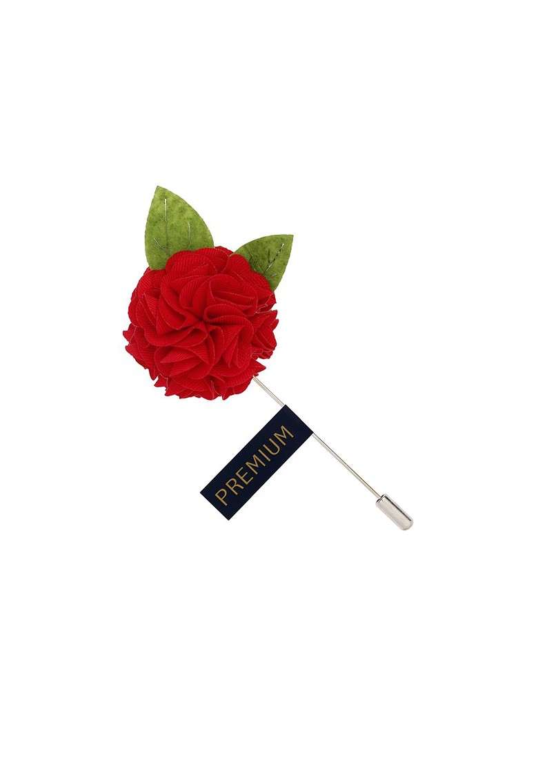 Unisex Red Floral Charm Lapel Pin - Indya