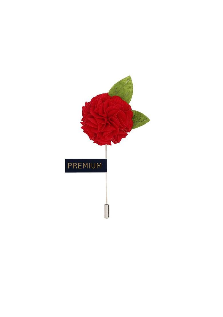 Unisex Red Floral Charm Lapel Pin
