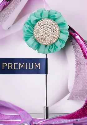 Unisex Blue Gold Toned Stone Studded Sun Flower Lapel Pin