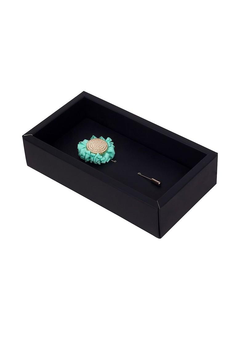 Unisex Blue Gold Toned Stone Studded Sun Flower Lapel Pin