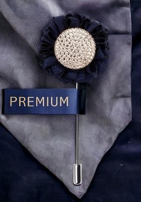 Unisex Blue Gold Toned Stone Studded Sun Flower Lapel Pin