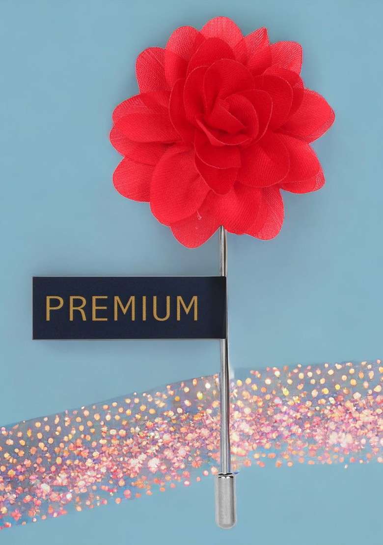 Unisex Red Elron Petals Lapel Pin - Indya