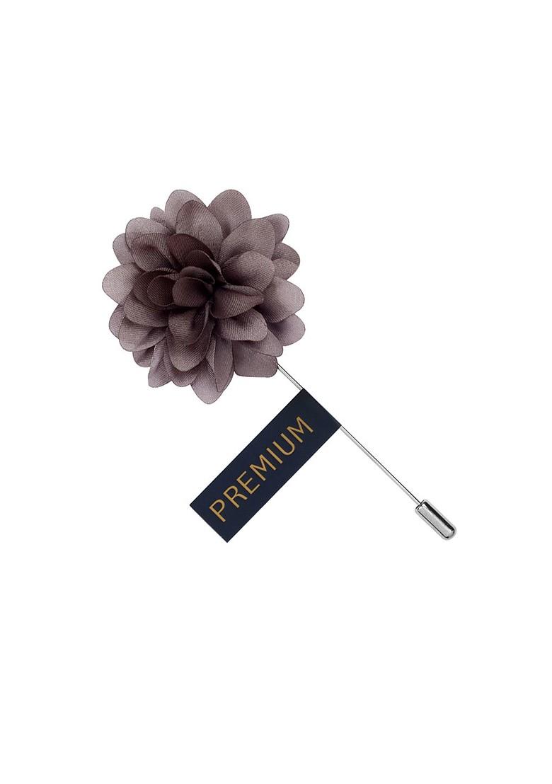 Unisex Grey Silver Toned Elron Petals Lapel Pin