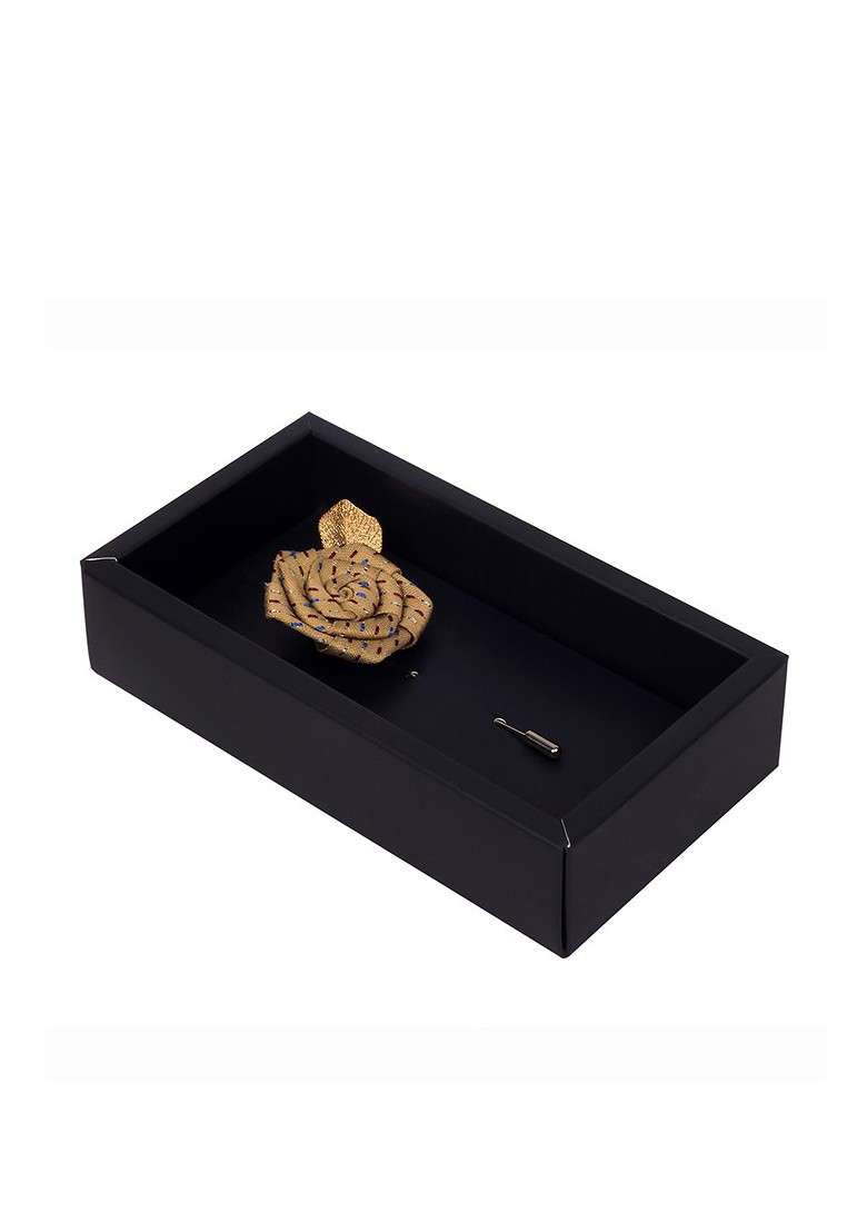 Unisex Cream Coloured Maroon Floral Pentagon Lapel Pin - Indya