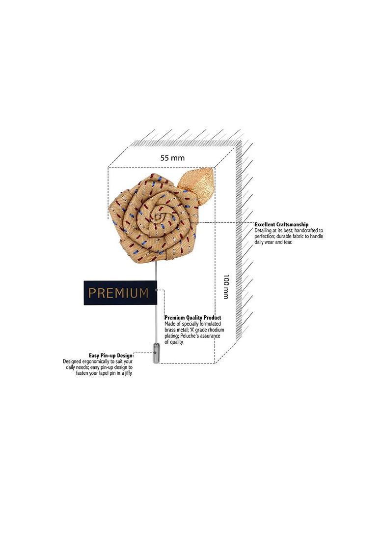 Unisex Cream Coloured Maroon Floral Pentagon Lapel Pin