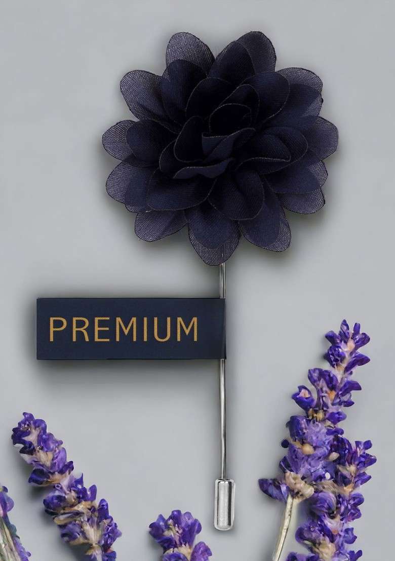 Unisex Blue Elron Petals Lapel Pin - Indya