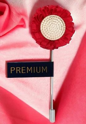 Unisex Red Gold Toned Sun Flower Lapel Pin