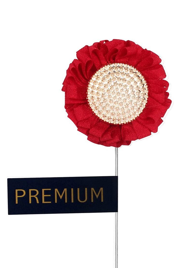 Unisex Red Gold Toned Sun Flower Lapel Pin