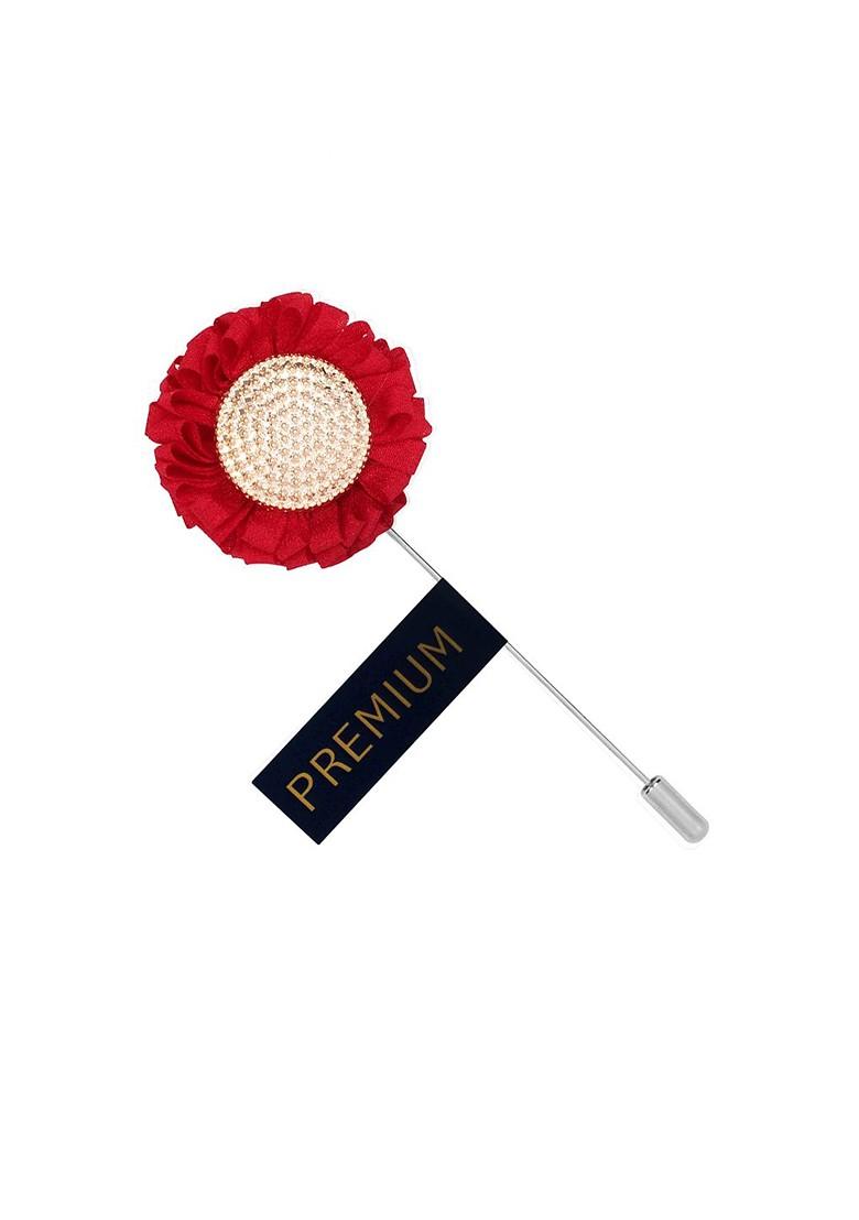 Unisex Red Gold Toned Sun Flower Lapel Pin