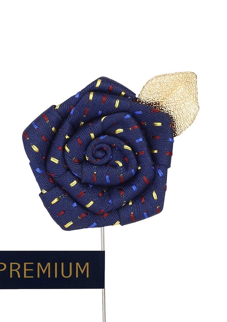 Unisex Navy Blue Floral Pentagon Lapel Pin