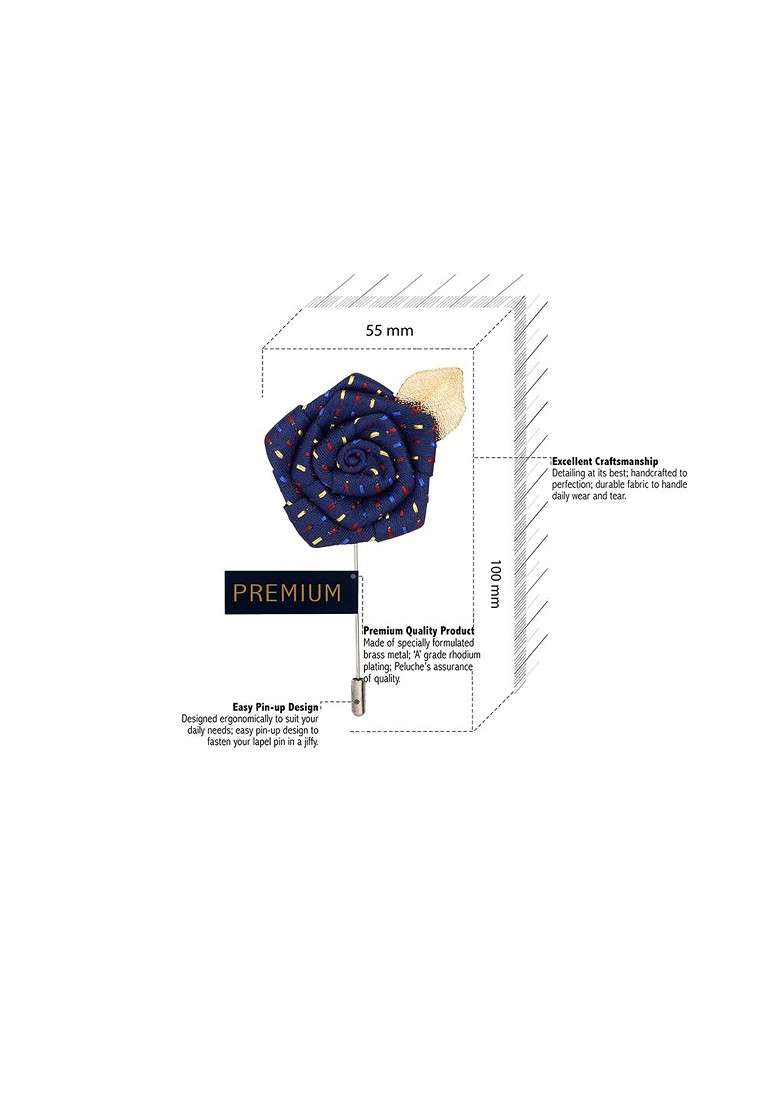 Unisex Navy Blue Floral Pentagon Lapel Pin - Indya