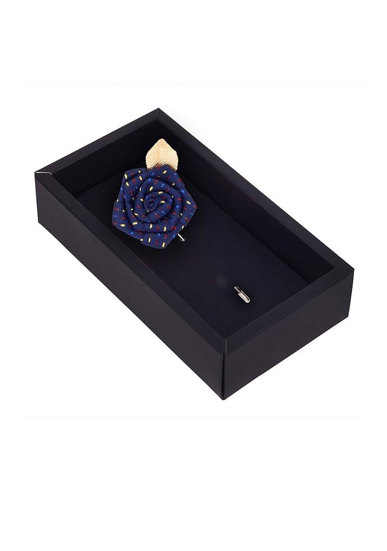 Unisex Navy Blue Floral Pentagon Lapel Pin