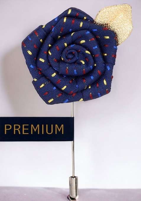 Unisex Navy Blue Floral Pentagon Lapel Pin