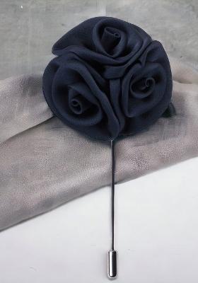 Unisex Blue Tri Flower Brooch Lapel Pin