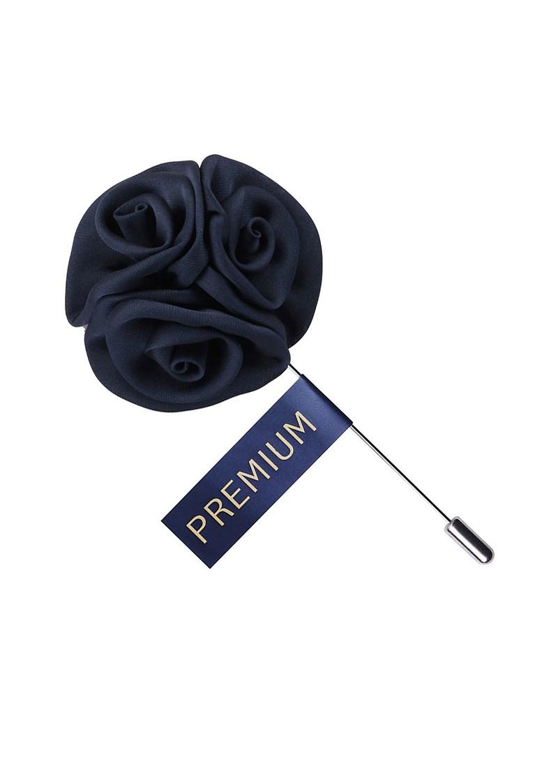 Unisex Blue Tri Flower Brooch Lapel Pin