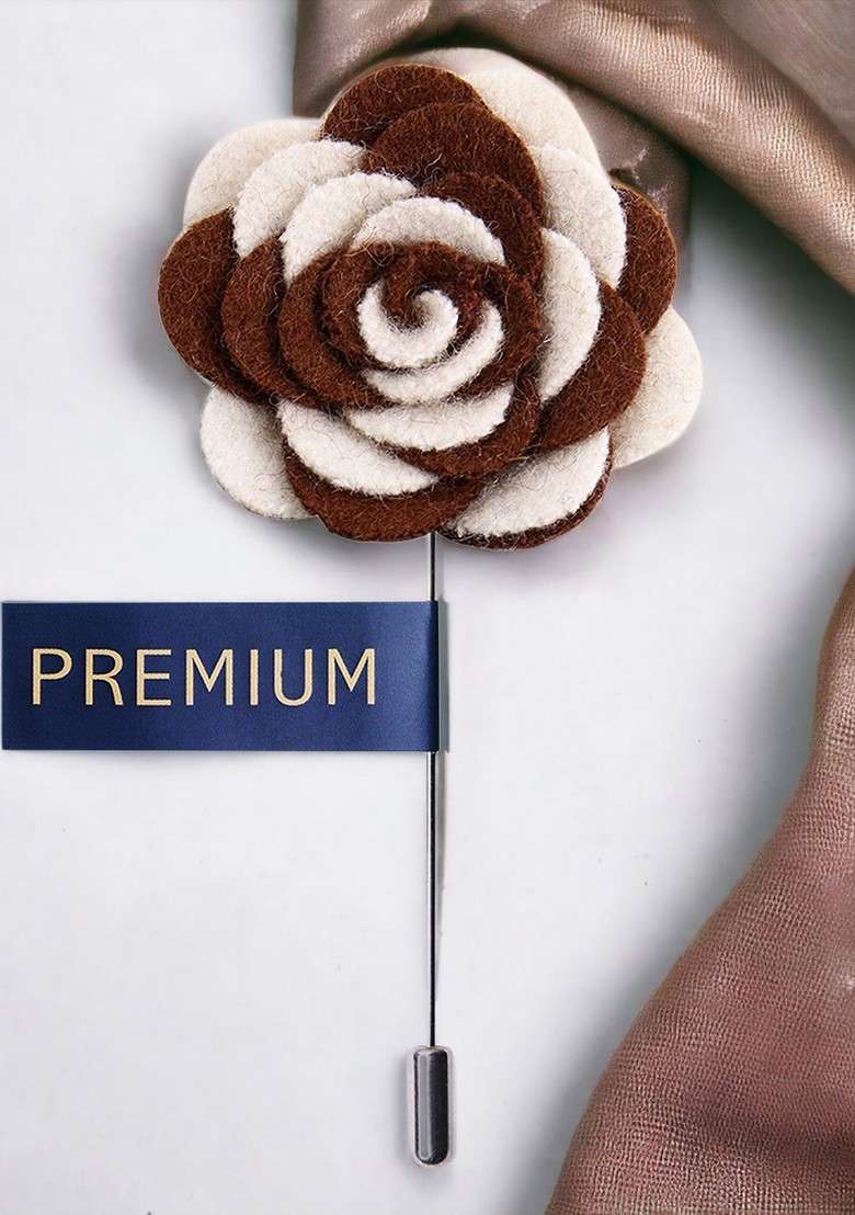 Unisex White Maroon Melodious Whirlpool Lapel Pin - Indya