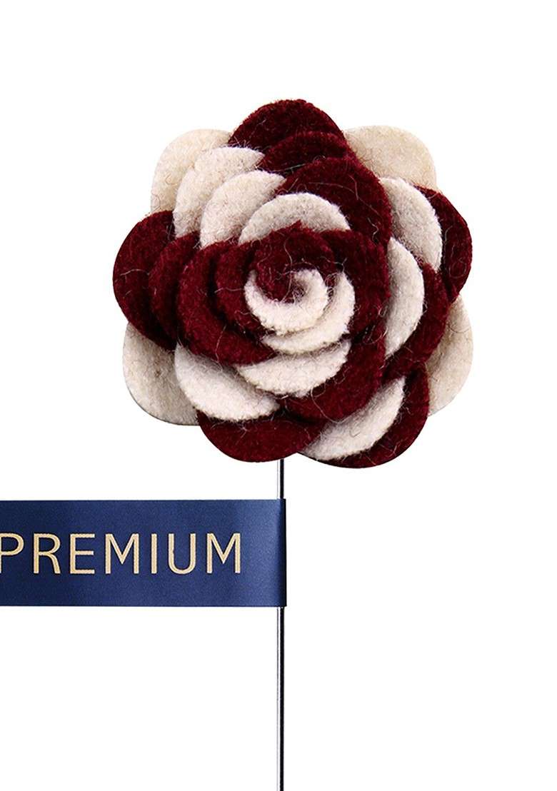 Unisex White Maroon Melodious Whirlpool Brooch Lapel Pin - Indya