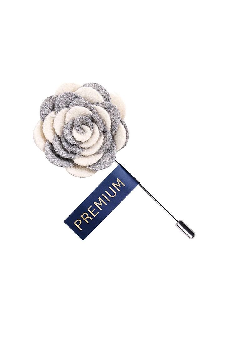 Unisex Off White Grey Melodious Whirlpool Lapel Pin