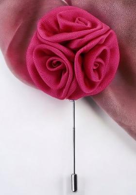 Unisex Pink Silver Toned Tri Flower Lapel Pin
