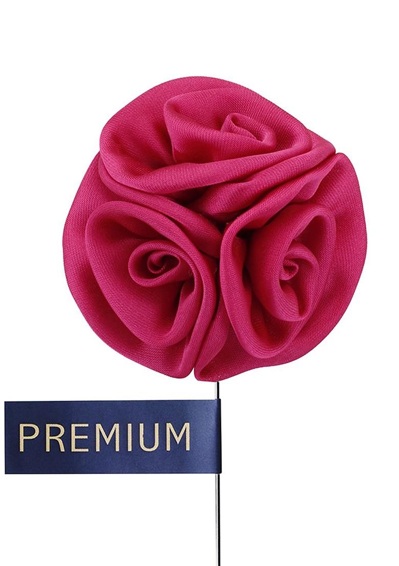 Unisex Pink Silver Toned Tri Flower Lapel Pin