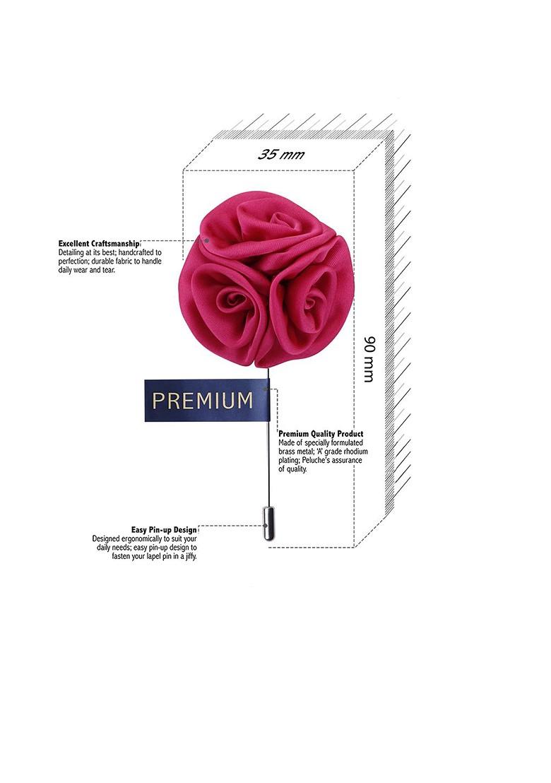 Unisex Pink Silver Toned Tri Flower Lapel Pin