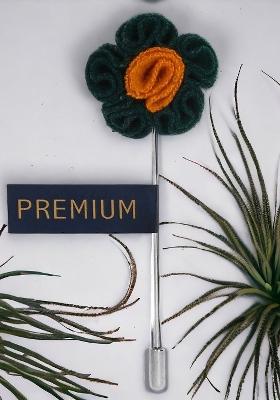 Unisex Green Orange Florwer In Flower Lapel Pim