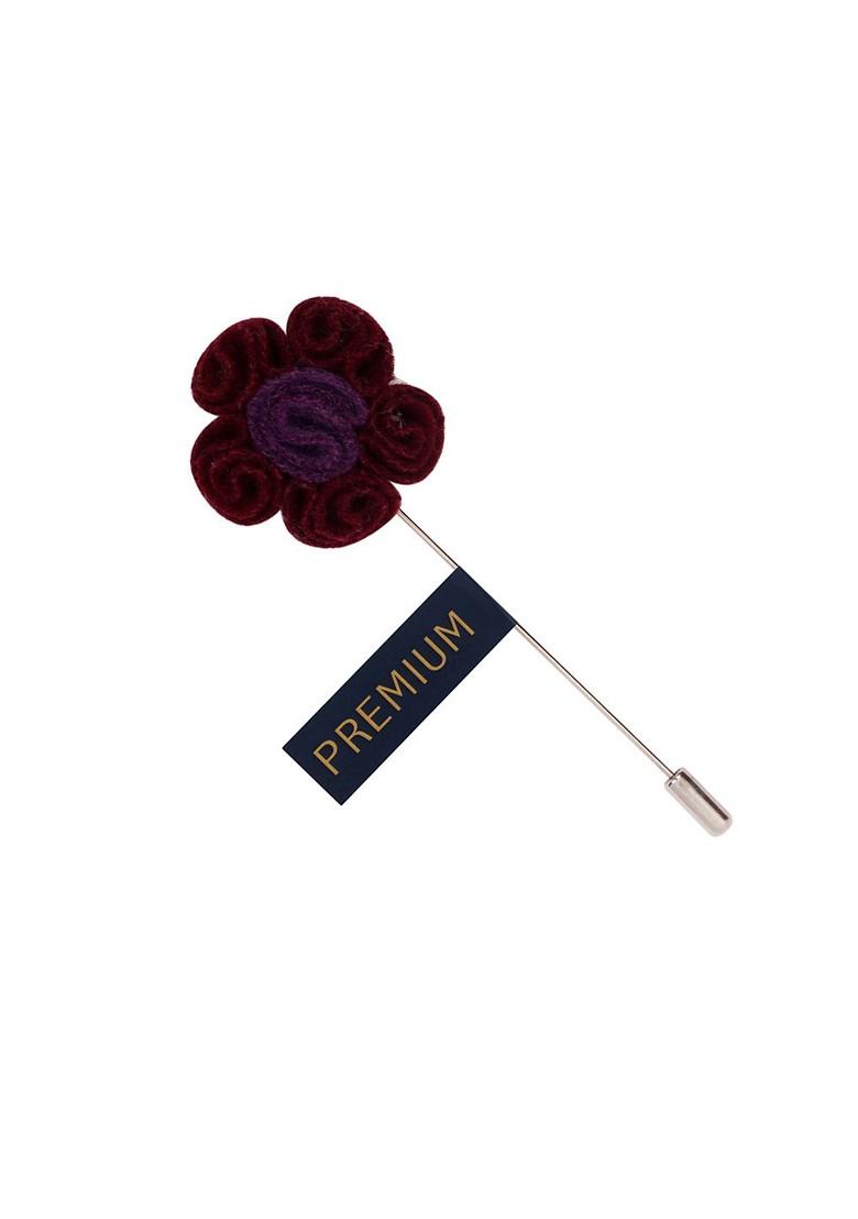 Unisex Maroon Purple Florwer In Flower Lapel Pin