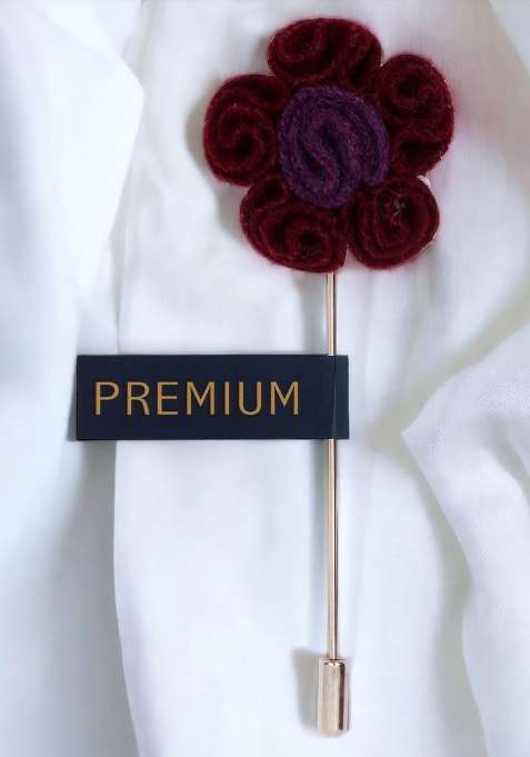 Unisex Maroon Purple Florwer In Flower Lapel Pin