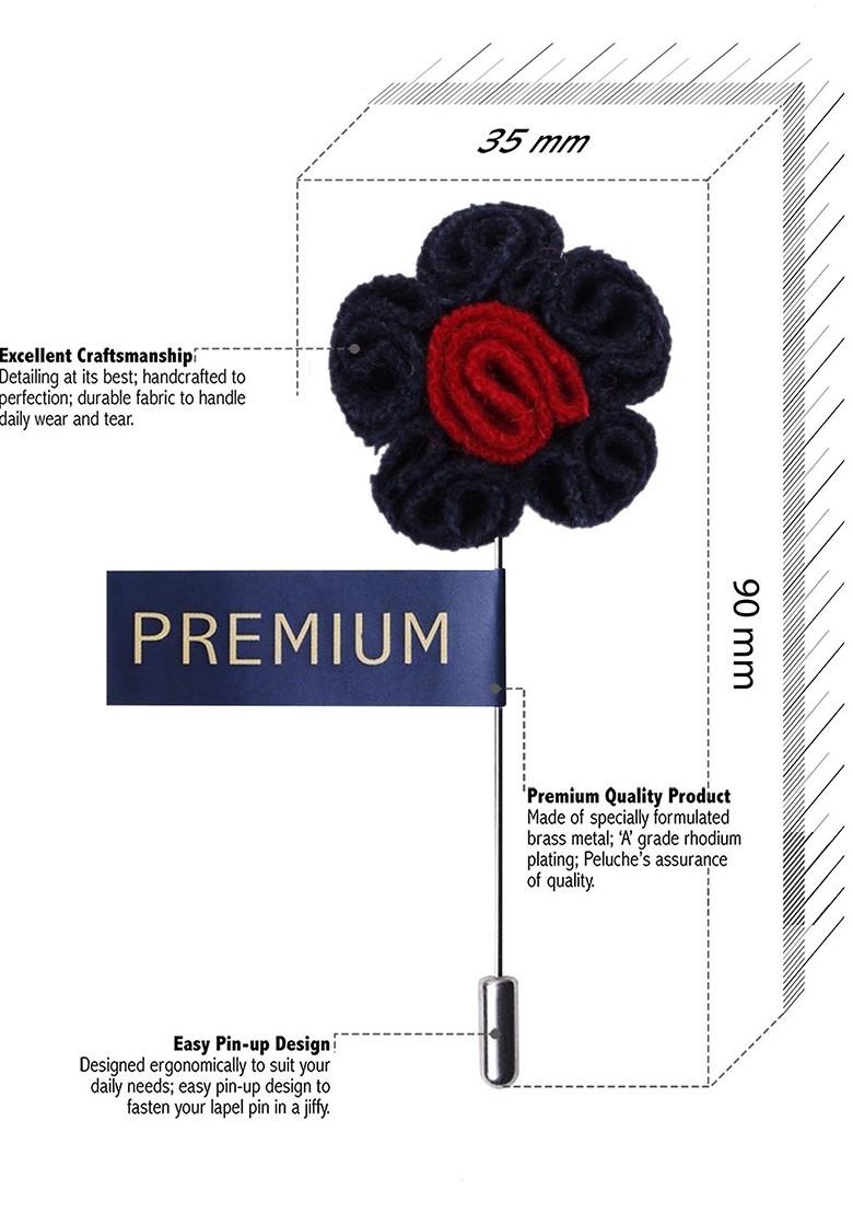 Unisex Blue Red Flower In Flower Lapel Pin