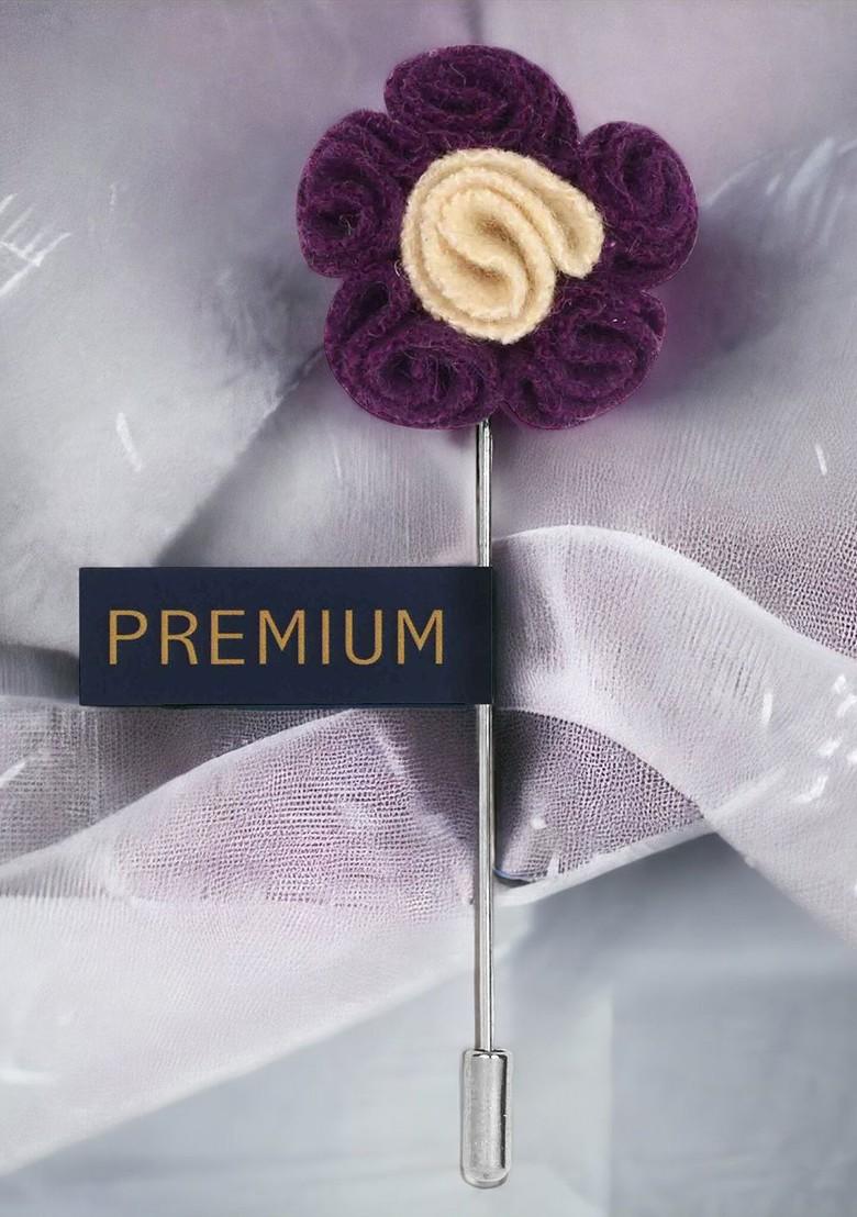 Unisex Purple Beige Florwer In Flower Lapel Pin
