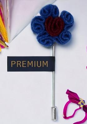 Unisex Blue Maroon Florwer In Flower Lapel Pin