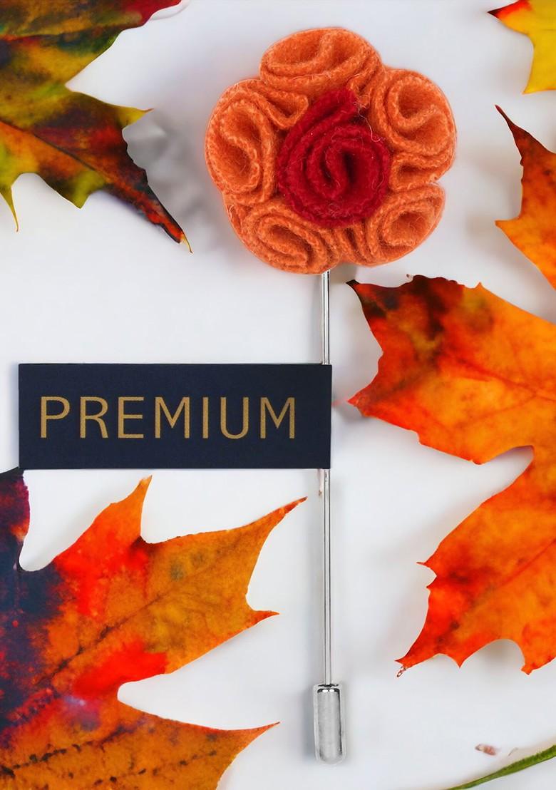 Unisex Orange Florwer In Flower Brooch Lapel Pin