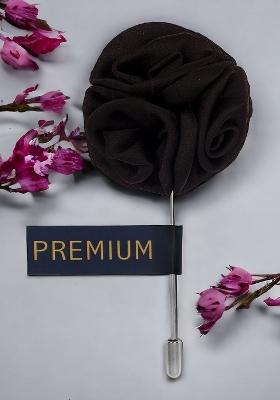 Unisex Black Silver Toned Ranunculus Flower Lapel Pin