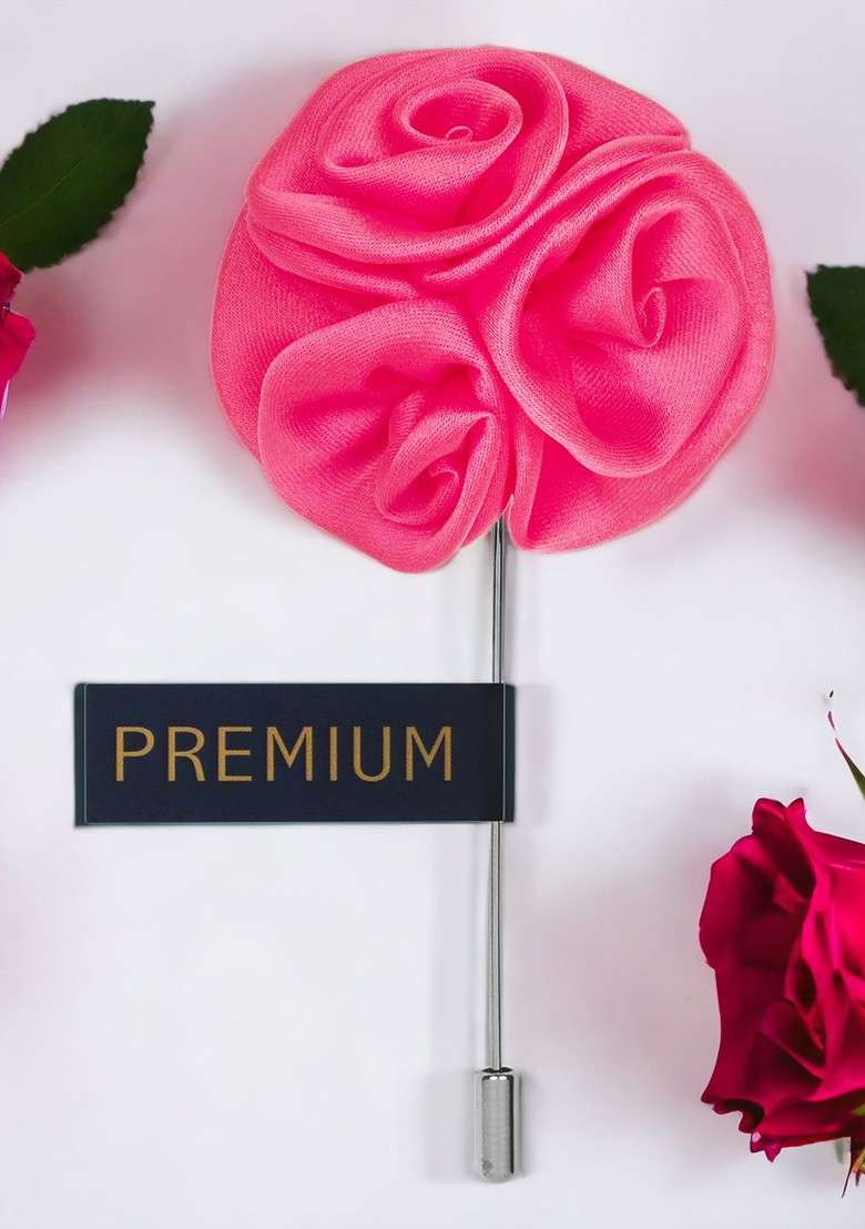 Unisex Pink Ranunculus Flower Shaped Lapel Pin - Indya