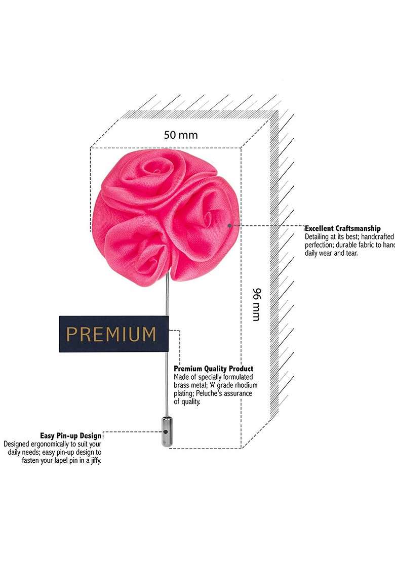 Unisex Pink Ranunculus Flower Shaped Lapel Pin - Indya