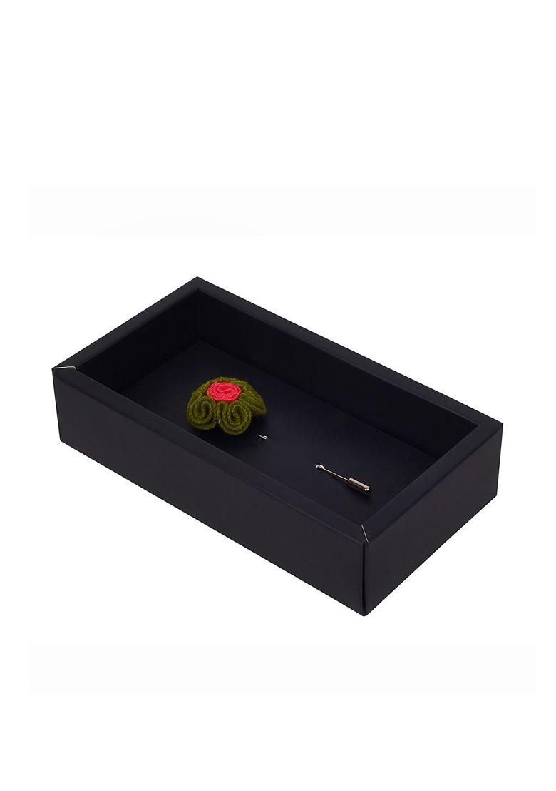 Unisex Olive Green Pink Florwer In Flower Lapel Pin