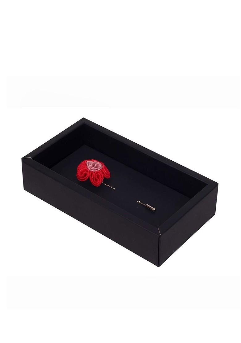 Unisex Pink Silver Toned Florwer In Flower Lapel Pin