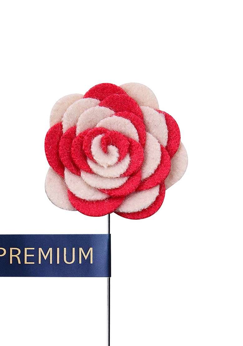 Unisex Red Off White Melodious Whirlpool Lapel Pin - Indya