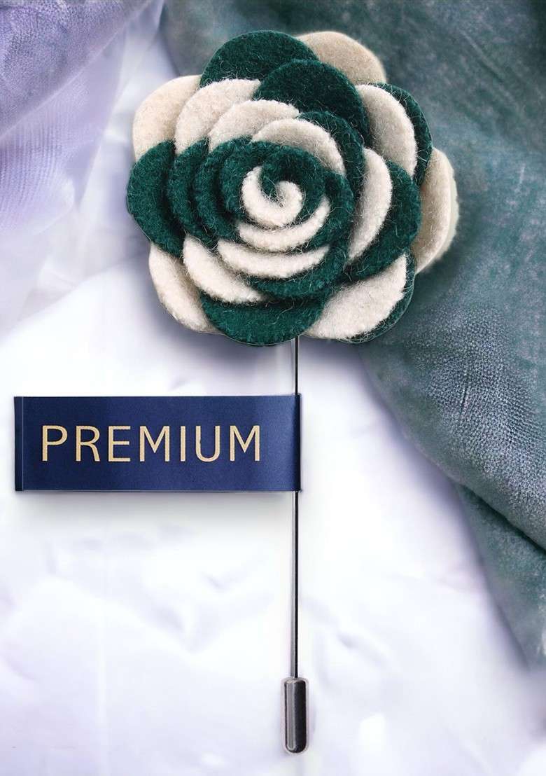 Unisex White Green Melodious Whirlpool Lapel Pin - Indya