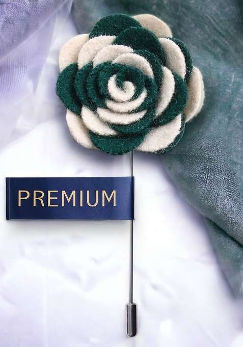 Unisex White Green Melodious Whirlpool Lapel Pin